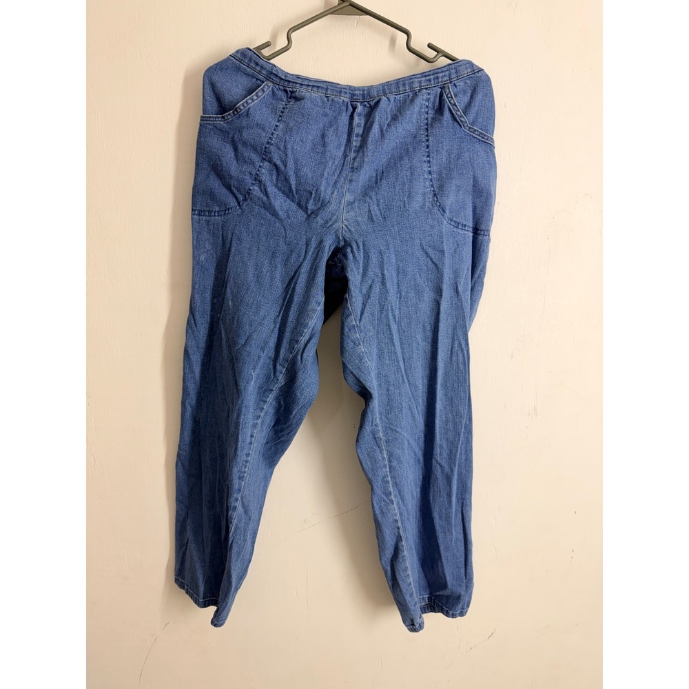 White Stag Womens XL Petite Blue Denim Pull On Elastic Waist Tapered Pants XL P